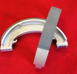 Triumph 7" brake shoes, lined, fully floating type. Suit all rear wheels except sprung hub. Pair.